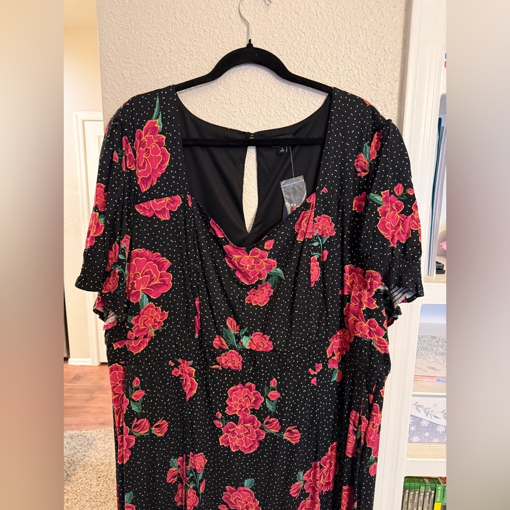 NWT TORRID Tea Length Stretch Challis Sweetheart A-line Dress - Picture 4 of 7